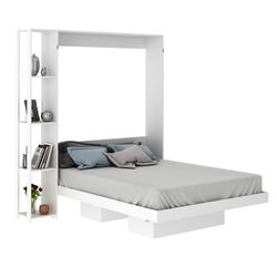 a22 cama abatible con estantes blanco madera
