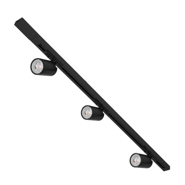KIT DE 3 LÁMPARAS DE USO EN RIEL EN TECHO TIPO SPOT 1 M X 5.5 X 11.4 CM 3 LUCES NEGRO LUZ CÁLIDA