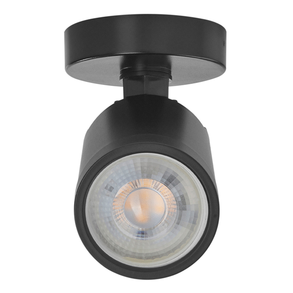 LÁMPARA DE SOBREPONER EN TECHO TIPO SPOT 11.3 X 6.5 CM 1 LUZ NEGRO LUZ CÁLIDA