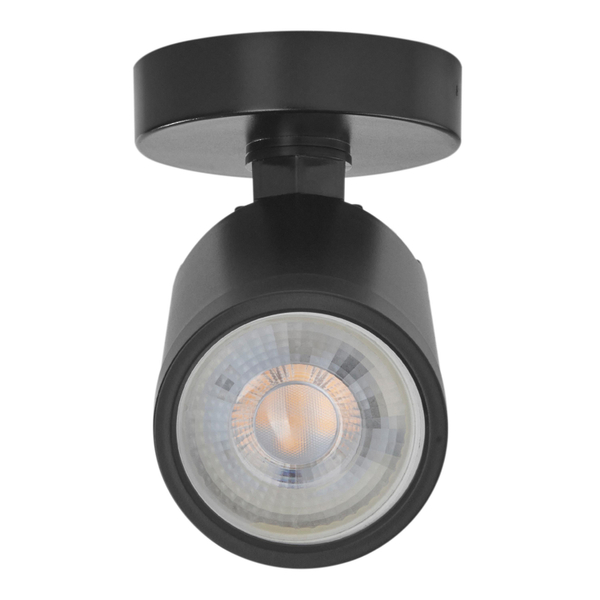 LÁMPARA DE SOBREPONER EN TECHO TIPO SPOT 11.4 X 6.5 CM 1 LUZ NEGRO LUZ CÁLIDA