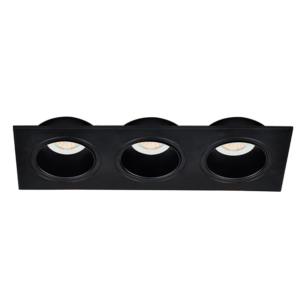 LÁMPARA DE EMPOTRAR EN TECHO TIPO SPOT 3.1 X 25.1 X 9.2 CM 3 LUCES NEGRO LUZ CÁLIDA