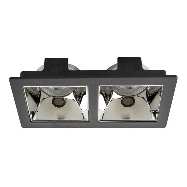 LÁMPARA DE EMPOTRAR EN TECHO TIPO SPOT 3.7 X 16.7 X 9 CM 2 LUCES NEGRO SIN FOCO