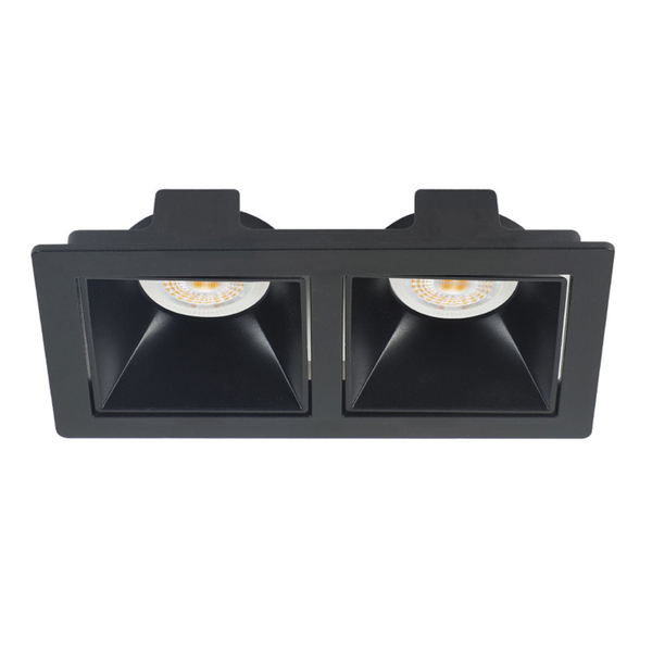LÁMPARA DE EMPOTRAR EN TECHO TIPO SPOT 3.7 X 16.7 X 9 CM 2 LUCES NEGRO SIN FOCO