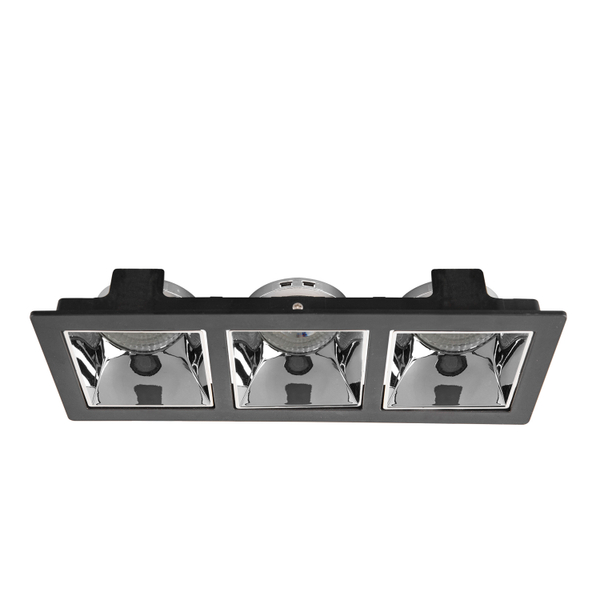 LÁMPARA DE EMPOTRAR EN TECHO TIPO SPOT 3.7 X 24 X 9 CM 3 LUCES NEGRO SIN FOCO