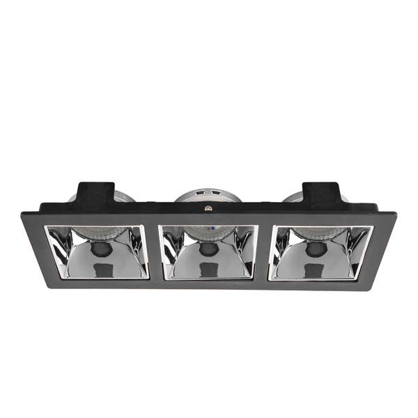 LÁMPARA DE EMPOTRAR EN TECHO TIPO SPOT 3.7 X 24 X 9 CM 3 LUCES NEGRO LUZ CÁLIDA
