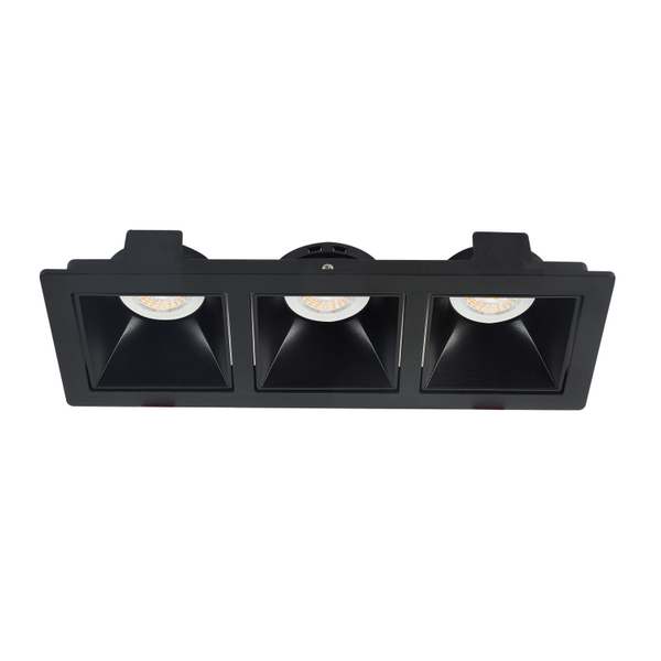 LÁMPARA DE EMPOTRAR EN TECHO TIPO SPOT 3.7 X 24 X 9 CM 3 LUCES NEGRO SIN FOCO