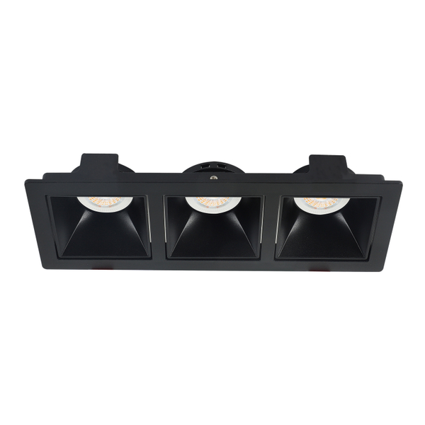 LÁMPARA DE EMPOTRAR EN TECHO TIPO SPOT 3.7 X 24 X 9 CM 3 LUCES NEGRO LUZ CÁLIDA