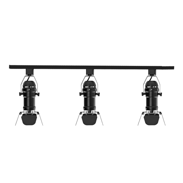 KIT DE 3 LÁMPARAS DE USO EN RIEL EN TECHO TIPO SPOTLIGHT 27.3 CM X 1 M 3 LUCES NEGRO LUZ NEUTRA