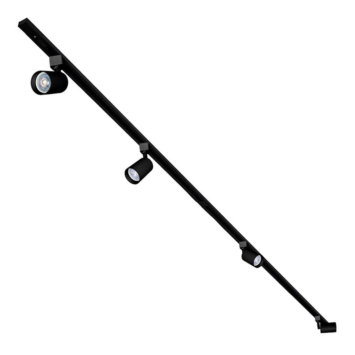 Kit de 4 lámparas de uso en riel en techo tipo spot 12 cm x 2 m 4 luces negro luz fría