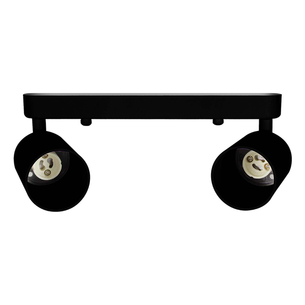 LÁMPARA DE SOBREPONER EN TECHO TIPO SPOT 9.4 X 25.5 X 12.5 CM 2 LUCES NEGRO LUZ CÁLIDA
