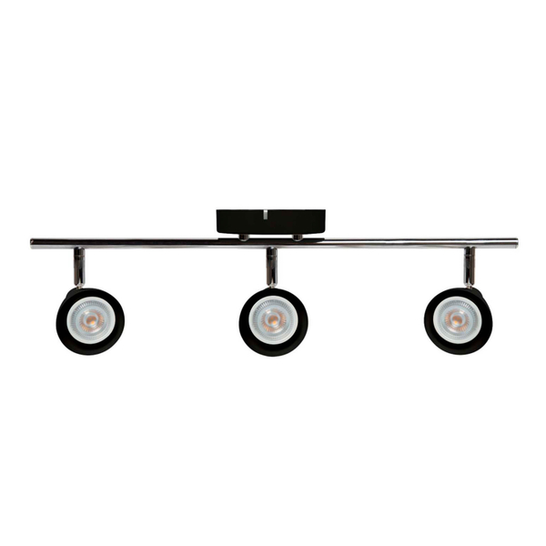 LÁMPARA DE SOBREPONER EN TECHO TIPO SPOT 18 X 54.5 CM 3 LUCES NEGRO LUZ CÁLIDA