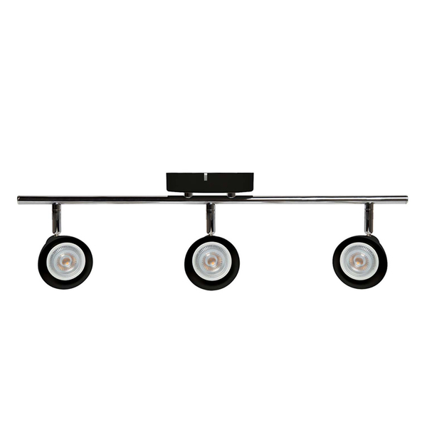 LÁMPARA DE SOBREPONER EN TECHO TIPO SPOT 18 X 54.5 CM 3 LUCES NEGRO LUZ FRÍA