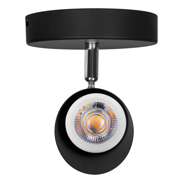 LÁMPARA DE SOBREPONER EN TECHO TIPO SPOT 13.5 X 12 CM 1 LUZ NEGRO LUZ CÁLIDA
