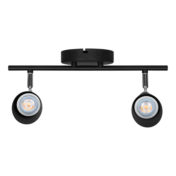 LÁMPARA DE SOBREPONER EN TECHO TIPO SPOT 18 X 36.5 CM 2 LUCES NEGRO LUZ FRÍA