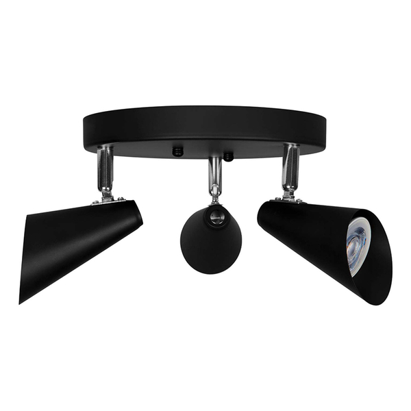 LÁMPARA DE SOBREPONER EN TECHO TIPO SPOT 13.5 X 36 3 LUCES NEGRO LUZ FRÍA