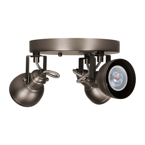 LÁMPARA DE SOBREPONER EN TECHO TIPO SPOT 12.5 x 31 CM 3 LUCES ACERO LUZ CÁLIDA