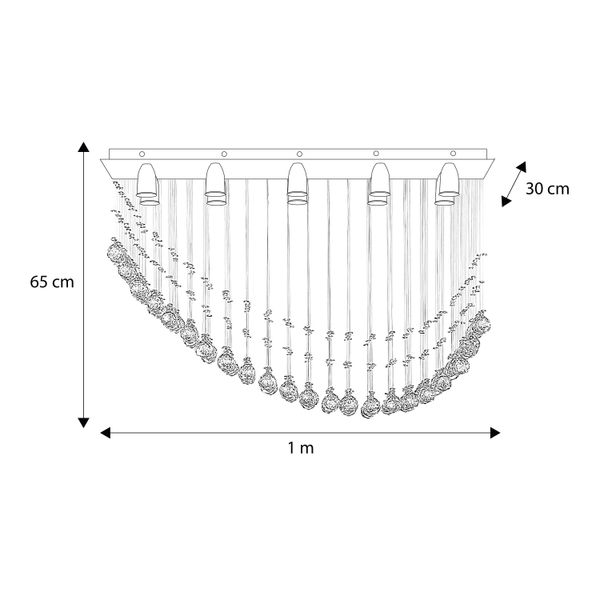 LÁMPARA CANDIL LED 65 CM X 1 M X 30 CM CROMO | The Home Depot México