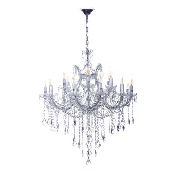 CANDIL CLÁSICO MARIA THERESA METAL PLATA CROMADO 19 LUCES LED