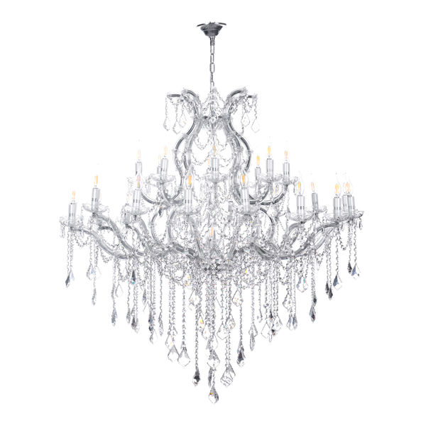 CANDIL CLÁSICO MARIA THERESA METAL PLATA CROMADO 25 LUCES LED