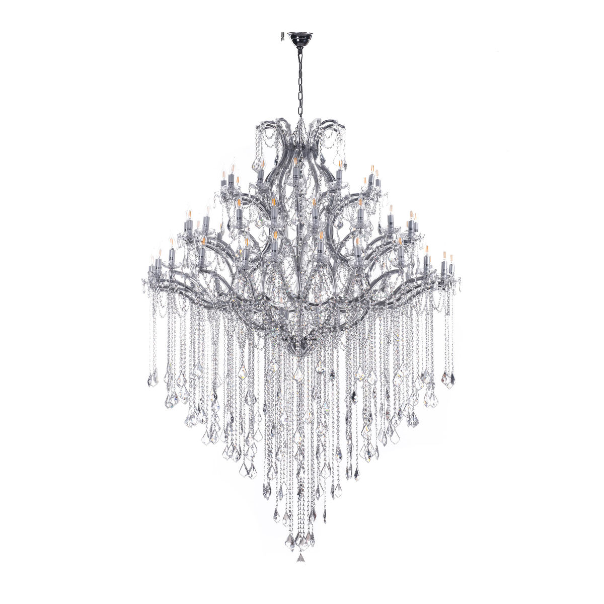 Candil clásico maria theresa metal plata cromado 60 luces led