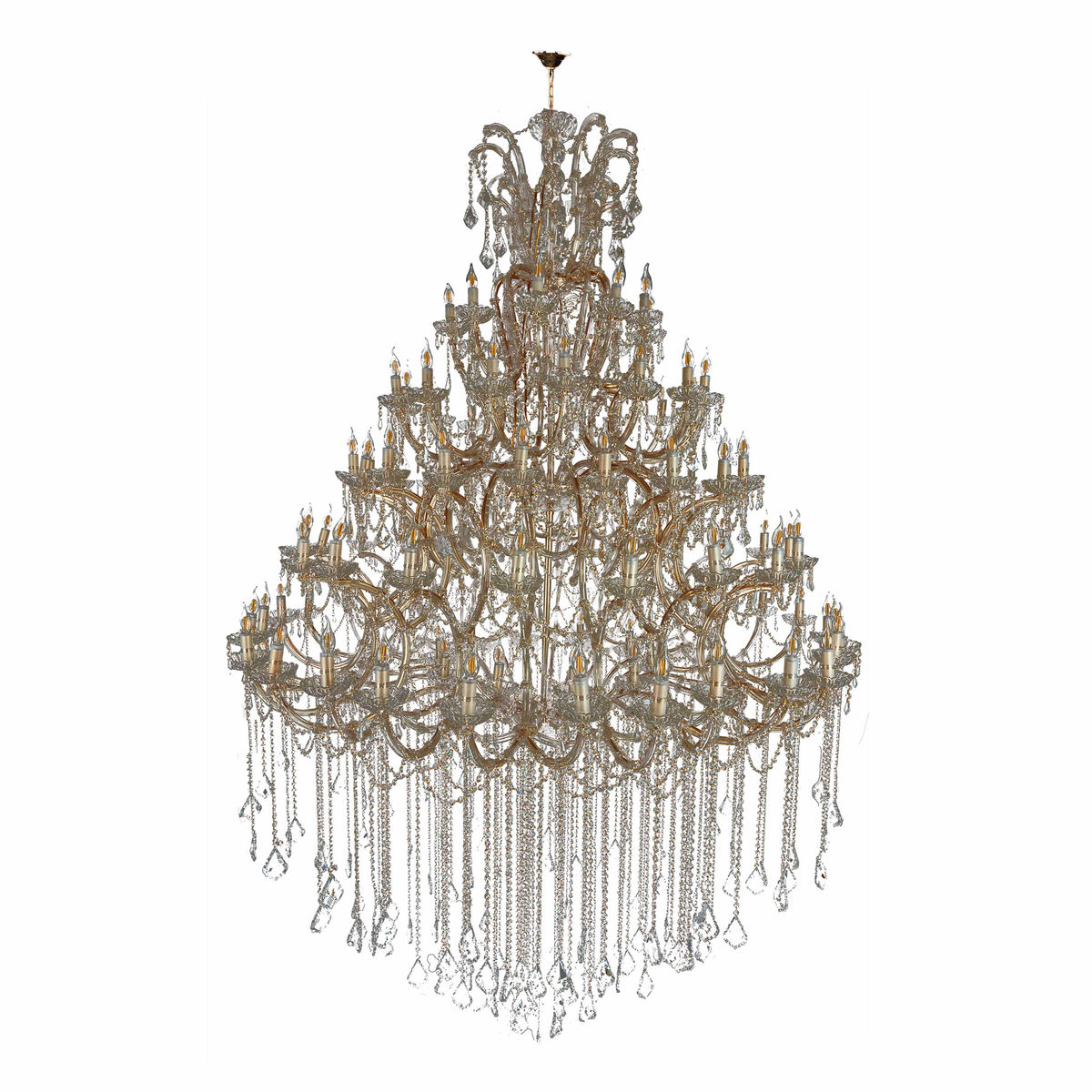 Candil clásico maria theresa metal dorado brillante 105 luces led