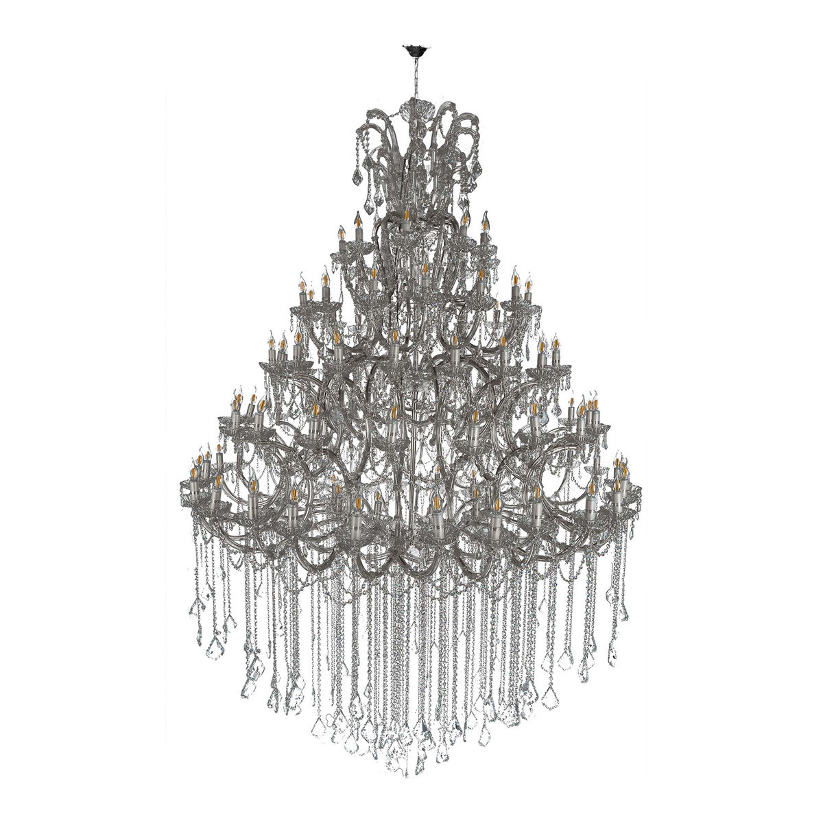 Candil clásico maria theresa metal plata cromado 105 luces led