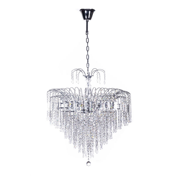 CANDIL CLÁSICO EUROPA MILAN METAL PLATA CROMADO 15 LUCES LED