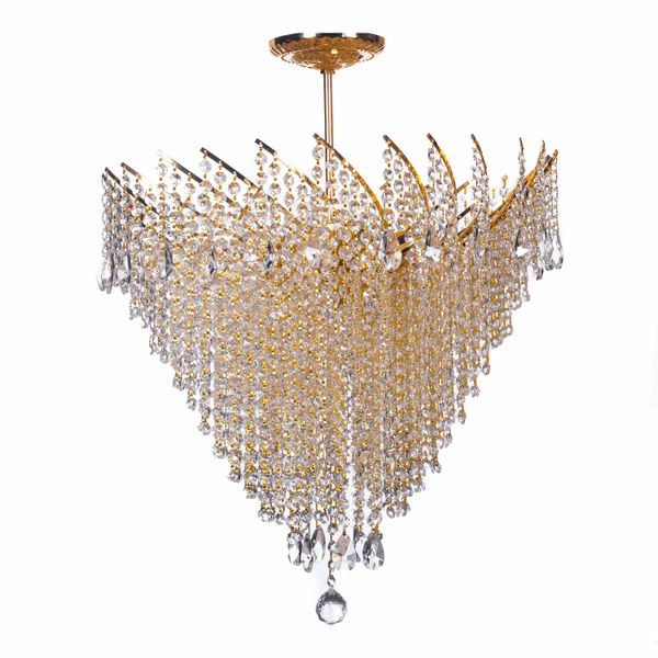 CANDIL CLÁSICO EUROPA FLORENCIA METAL DORADO BRILLANTE 8 LUCES LED