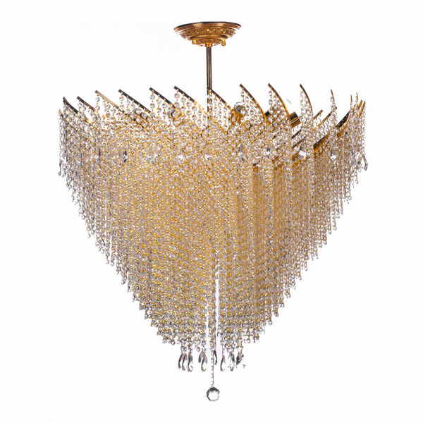 CANDIL CLÁSICO EUROPA FLORENCIA METAL DORADO BRILLANTE 15 LUCES LED