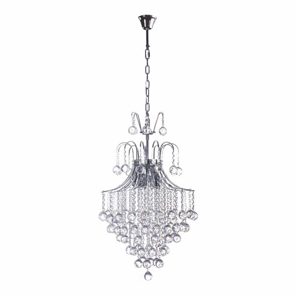 CANDIL CLÁSICO EUROPA FLORENCIA METAL PLATA CROMADO 4 LUCES LED