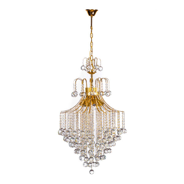 CANDIL CLÁSICO EUROPA FLORENCIA METAL DORADO BRILLANTE 8 LUCES LED