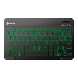 steren teclado bluetooth recargable con iluminación multicolor, compacto com680