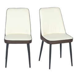 homemake set de sillas de comedor de pu tapizado 2 piezas 43x55x86cm marrón