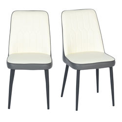 homemake set de sillas de comedor de pu tapizado 2 piezas 43x55x86cm gris