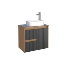 MUEBLE PARA BAÑO FLOTANTE KYOTO 24" NEGRO Y CAFÉ MDP CON LAVABO
