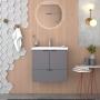 MUEBLE PARA BAÑO FLOTANTE LIS 24" GRIS MDP CON LAVABO