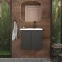 MUEBLE PARA BAÑO FLOTANTE METAL UMBU 24" NEGRO MDP CON LAVABO