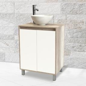 KANA MUEBLE PARA BAÑO DE PISO RODIN 24" CARAMEL MDF LAMINADO CON LAVABO