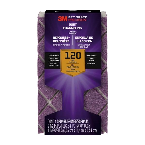 3M PRO GRADE PRECISION ESPONJA DE LIJADO CON CANALIZACION DE POLVO, GRANO 120, FINO