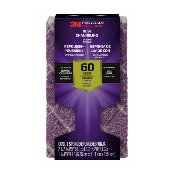 3M PRO GRADE PRECISION ESPONJA DE LIJADO CON CANALIZACION DE POLVO, GRANO 60, FINO