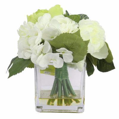 1 pieza de hortensias artificiales blancas, arreglos florales de