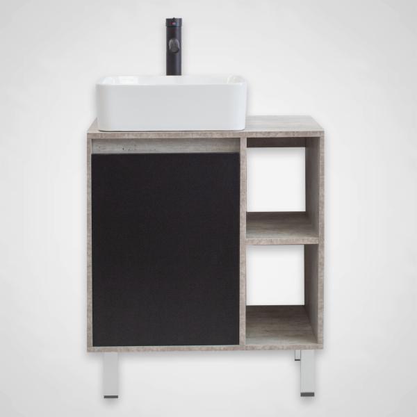 MUEBLE PARA BAÑO DE PISO VELASCO 24" GRIS Y NEGRO MDP CON LAVABO Y LLAVE