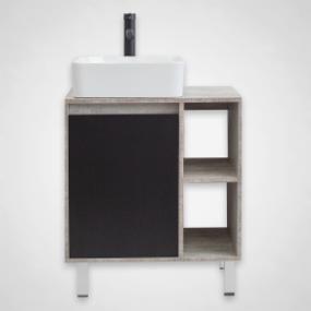 KANA MUEBLE PARA BAÑO DE PISO VELASCO 24" GRIS Y NEGRO MDP CON LAVABO Y LLAVE
