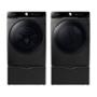 COMBO LAVADORA 22 KG Y SECADORA 24 KG SAMSUNG GAS NEGRO CON PEDESTAL