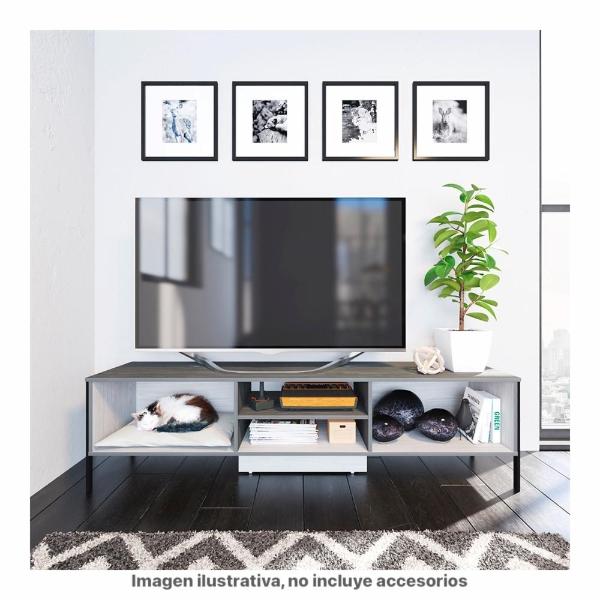 MUEBLE PARA TV 85 IN TURÍN ESTRUCTURA METÁLICA REFORZADA DISEÑO MODERNO Y AMPLIO ALMACENAJE COLOR GRAFITO GRIS