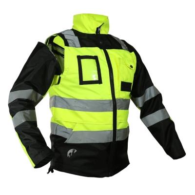 CHAQUETA EJECUTIVA ECOFRIENDLY CON MANGAS DESPRENDIBLES HIGH VISIBILITY AMARILLO/NEGRO TALLA CHICA