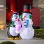 INFLABLE NAVIDEÑO MONO DE NIEVE Y PINGÜINO CON MALTEADA 1.83 M CON LUZ