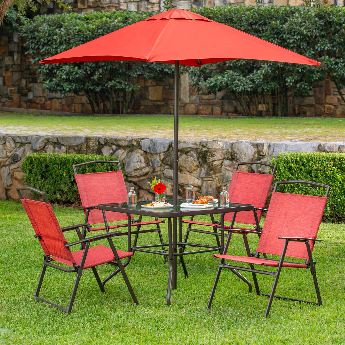 Juego de jardin 6 piezas amberview rojo