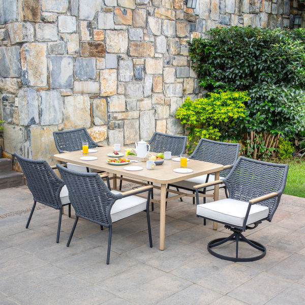 JUEGO DE JARDIN 7 PIEZAS PEMBROKE METAL BEIGE