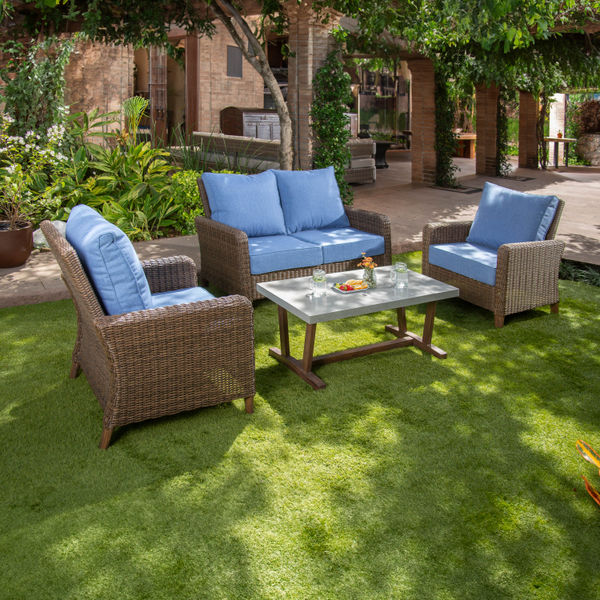 SALA DE JARDIN 4 PIEZAS BLUE BILLOW MIMBRE